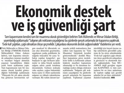 EKONOMİK DESTEK VE İŞ GÜVENLİĞİ ŞART (KARAR GAZETESİ, 04.05.2021)