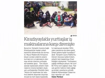 KİRAZLIYAYLADA YURTTAŞLAR İŞ MAKİNALARINA KARŞI DİRENİŞTE (BİRGÜN)