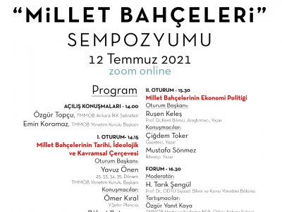 MİLLET BAHÇELERİ SEMPOZYUMU DÜZENLENİYOR