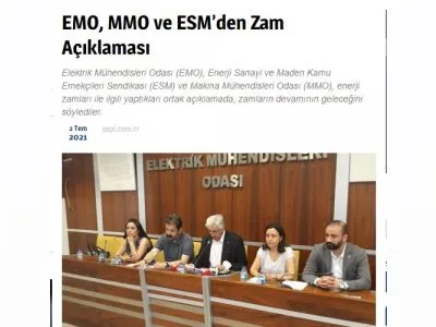 EMO, MMO VE ESMDEN ZAM AÇIKLAMASI (YAPİ.COM.TR)