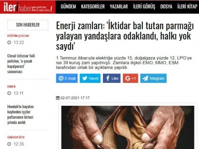 ENERJİ ZAMLARI: `İKTİDAR BAL TUTAN PARMAĞI YALAYAN YANDAŞLARA ODAKLANDI, HALKI YOK SAYDI` (İLERİHABER.ORG)