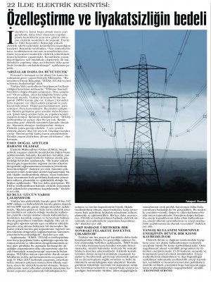 ELEKTRİK GİTTİ : ÖZELLEŞTİRME VE LİYAKATSİZLİĞİN BEDELİ (GÜNLÜK EVRENSEL)