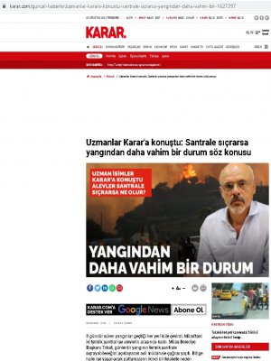 UZMANLAR KARAR`A KONUŞTU: SANTRALE SIÇRARSA YANGINDAN DAHA VAHİM BİR DURUM SÖZ KONUSU (KARAR.COM)