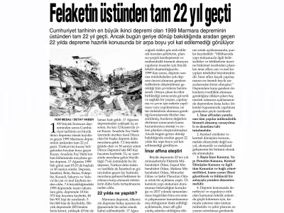FELAKETİN ÜSTÜNDEN TAM 22 YIL GEÇTİ (YENİ MESAJ)