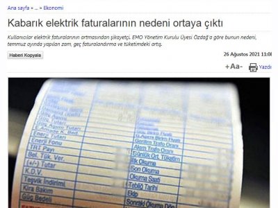 KABARIK ELEKTRİK FATURALARININ NEDENİ ORTAYA ÇIKTI (MEMURLAR.NET)