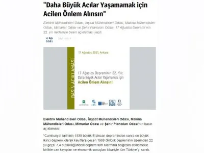 `DAHA BÜYÜK ACILAR YAŞAMAMAK İÇİN ACİLEN ÖNLEM ALINSIN` (YAPİ.COM.TR)