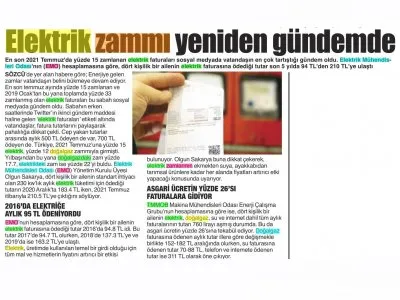 ELEKTRİK ZAMMI YENİDEN GÜNDEMDE (GAZİANTEP GERÇEK)