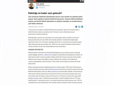 ELEKTRİĞE NE KADAR ZAM GELECEK? (ÖNDER ALGEDİK/GAZETEDUVAR.COM.TR)