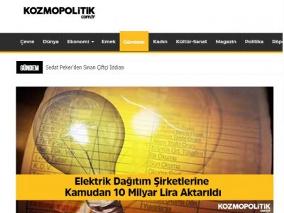 ELEKTRİK DAĞITIM ŞİRKETLERİNE KAMUDAN 10 MİLYAR LİRA AKTARILDI (KOZMOPOLİTİK.COM.TR)
