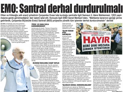 EMO: SANTRAL DERHAL DURDURULMALI (GAZETE GERÇEK)