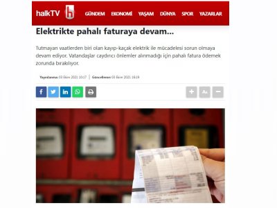 ELEKTRİKTE PAHALI FATURAYA DEVAM...(HALKTV.COM.TR)