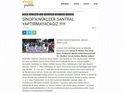 SİNOPA NÜKLEER SANTRAL YAPTIRMAYACAĞIZ.!!!!!! (EKOLOJİPOLİTİK.ORG)