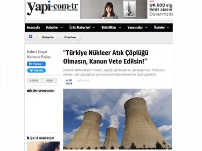 TÜRKİYE NÜKLEER ATIK ÇÖPLÜĞÜ OLMASIN, KANUN VETO EDİLSİN! (YAPİ.COM.TR)