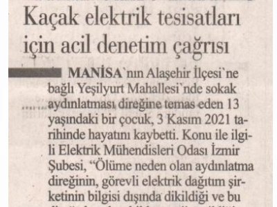KAÇAK ELEKTRİK TESİSATLARI İÇİN ACİL DENETİM ÇAĞRISI (İLK SES)