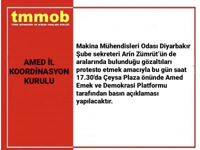 DİYARBAKIR EMEK VE DEMOKRASİ PLATFORMU`NDAN GÖZALTILARA İLİŞKİN BASIN AÇIKLAMASI YAPILACAKTIR...