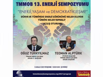 TMMOB 13. ENERJİ SEMPOZYUMU ÇEVRİMİÇİ YAPILACAK