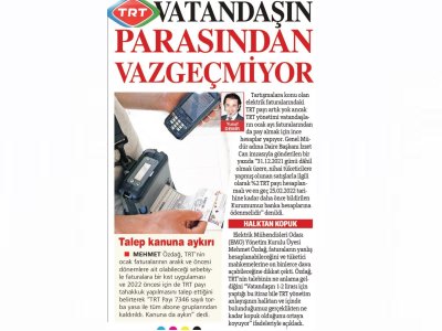 TRT VATANDAŞIN PARASINDAN VAZGEÇMİYOR (SÖZCÜ)