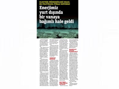 ENERJİMİZ YURT DIŞINDA BİR VANAYA BAĞIMLI HALE GELDİ (GAZETE PENCERE)