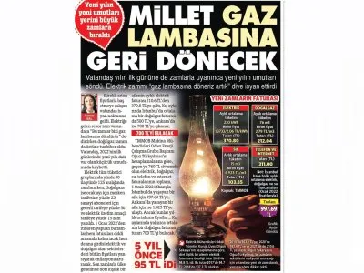 MİLLET GAZ LAMBASINA GERİ DÖNECEK (SÖZCÜ)