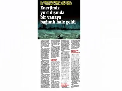 ENERJİMİZ YURT DIŞINDA BİR VANAYA BAĞIMLI HALE GELDİ (GAZETE PENCERE)