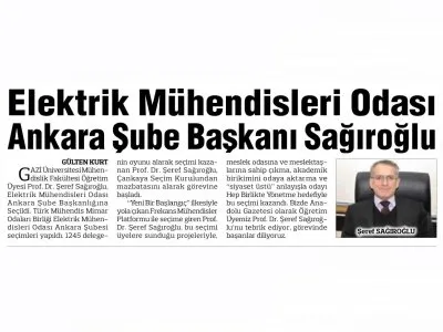 ELEKTRİK MÜHENDİSLERİ ODASI ANKARA ŞUBE BAŞKANI SAĞIROĞLU (ANADOLU, 27.1.2022)