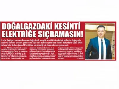 DOĞALGAZDAKİ KESİNTİ ELEKTRİĞE SIÇRAMASIN (GÖLLER BÖLGESİ-24.01.2022)