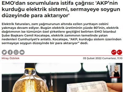 ŞUBE BAŞKANIMIZ CEMİL KOCATEPE CUMHURİYET GAZETESİ`NDE