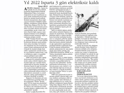 YIL 2022 ISPARTA 3 GÜN ELEKTRİKSİZ KALDI (ANAYURT)