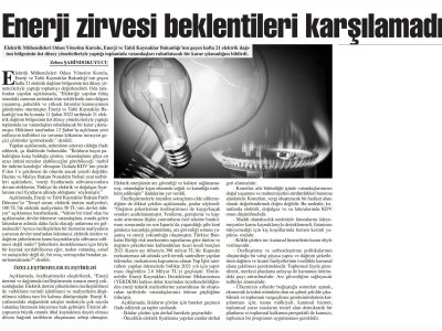 ENERJİ ZİRVESİ BEKLENTİLERİ KARŞILAMADI (BAŞKENT GAZETESİ)