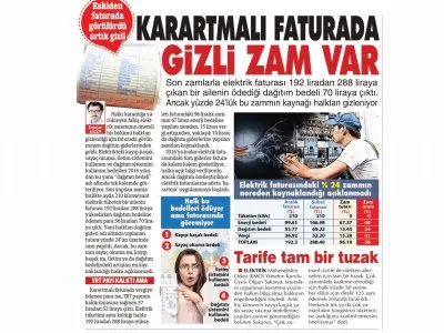 KARARTMALI FATURADA GİZLİ ZAM VAR (SÖZCÜ)