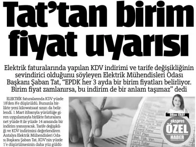 TAT`TAN BİRİM FİYAT UYARISI (ANTALYA EKSPRES - 02.03.2022)
