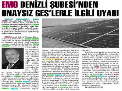 EMO DENİZLİ ŞUBESİNDEN ONAYSIZ GESLERLE İLGİLİ UYARI