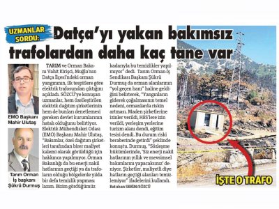 UZMANLAR SORDU: DATÇA`YI YAKAN BAKIMSIZ TRAFOLARDAN DAHA KAÇ TANE VAR (SÖZCÜ)