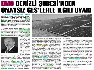 EMO DENİZLİ ŞUBESİNDEN ONAYSIZ GESLERLE İLGİLİ UYARI