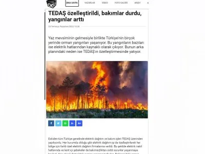 TEDAŞ ÖZELLEŞTİRİLDİ, BAKIMLAR DURDU, YANGINLAR ARTTI (ODATV4.COM)