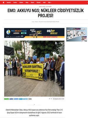EMO: AKKUYU NGS; NÜKLEER CİDDİYETSİZLİK PROJESİ! (HABEREGUVEN.COM)
