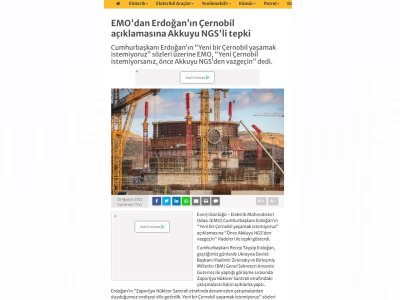 EMO`DAN ERDOĞANIN ÇERNOBİL AÇIKLAMASINA AKKUYU NGS`Lİ TEPKİ (ENERJİGUNLUGU.NET)