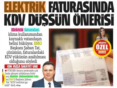 ELEKTRİK FATURASINDA KDV DÜŞSÜN ÖNERİSİ (ANTALYA EKSPRES - 24.08.2022)