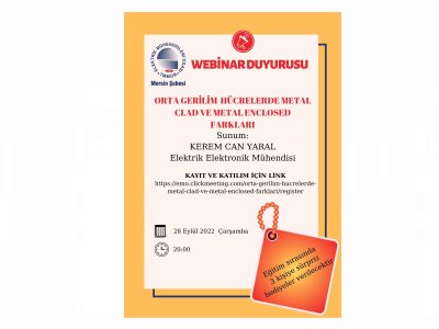 WEBİNAR DUYURUSU :ORTA GERİLİM HÜCRELERDE METAL CLAD VE METAL ENCLOSED FARKLARI