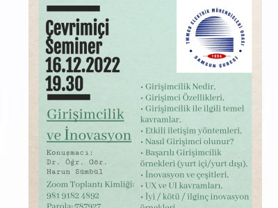 GİRİŞİMÇİLİK VE İNOVASYON ÇEVRİMİÇİ ONLİNE SEMİNERİ