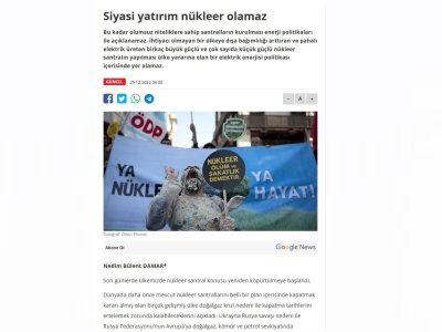 SİYASİ YATIRIM NÜKLEER OLAMAZ (NEDİM BÜLENT DAMAR/BİRGUN.NET)