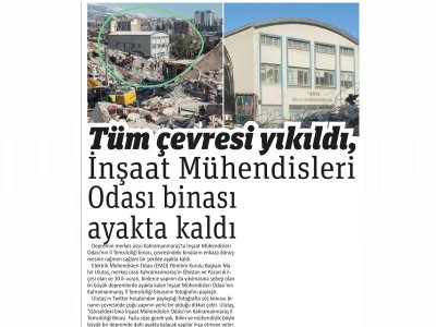 TÜM ÇEVRESİ YIKILDI İNŞAT MÜHENDİSLERİ ODASI BİNASI AYAKTA KALDI (GAZETE PENCERE)
