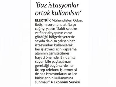 BAZ İSTASYONLAR ORTAK KULLANILSIN (CUMHURİYET)