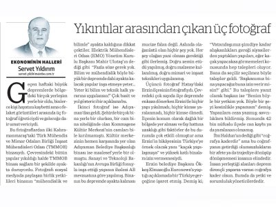 YIKINTILAR ARASINDA ÇIKAN ÜÇ FOTOĞRAF (SERVET YILDIRIM/ NASIL BİR EKONOMİ)