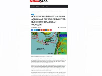 NÜKLEER KARŞITI PLATFORM BASIN AÇIKLAMASI DEPREMLER UYARIYOR: NÜKLEER MACERASINDAN VAZGEÇİN! (MEDYALOG.NET)