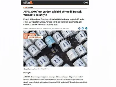 AFAD, EMONUN YARDIM TALEBİNİ GÖRMEDİ: DESTEK VERMEKTE KARARLIYIZ (GAZETEDUVAR.COM.TR)