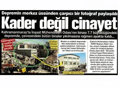 DEPREMİN MERKEZ ÜSSÜNDEN ÇARPICI BİR FOTOĞRAF PAYLAŞILDI KADER DEĞİL CİNAYET (KORKUSUZ)