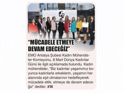 `MÜCADELE ETMEYE DEVAM EDECEĞİZ` (ANTALYA GÜNDEM - 08.03.2023)