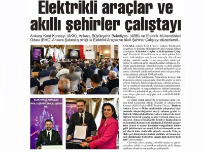 ELEKTRİKLİ ARAÇLAR VE AKILLI ŞEHİRLER ÇALIŞTAYI (KENT İÇİ TOPLU TAŞIMA GAZETESİ, 22.5.2023)