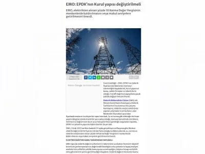 EMO: ELEKTRİKTE YÜZDE 18 KDV MESKENLERDE KALDIRILMALI  (ENERJİGUNLUGU.NET)